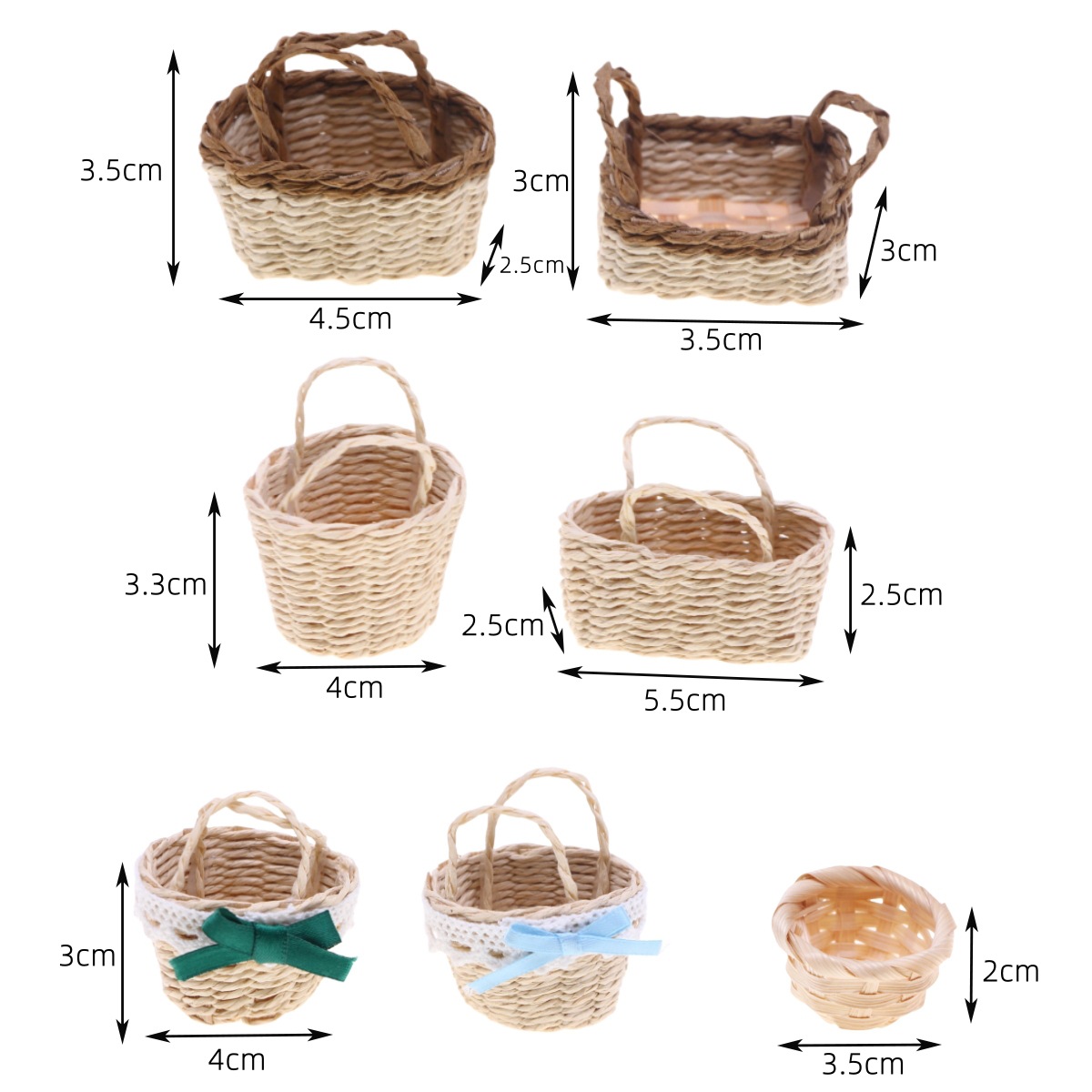 Basket Bag Wicker - 1 قطعة دمية المنسوجة يدويا لافيت