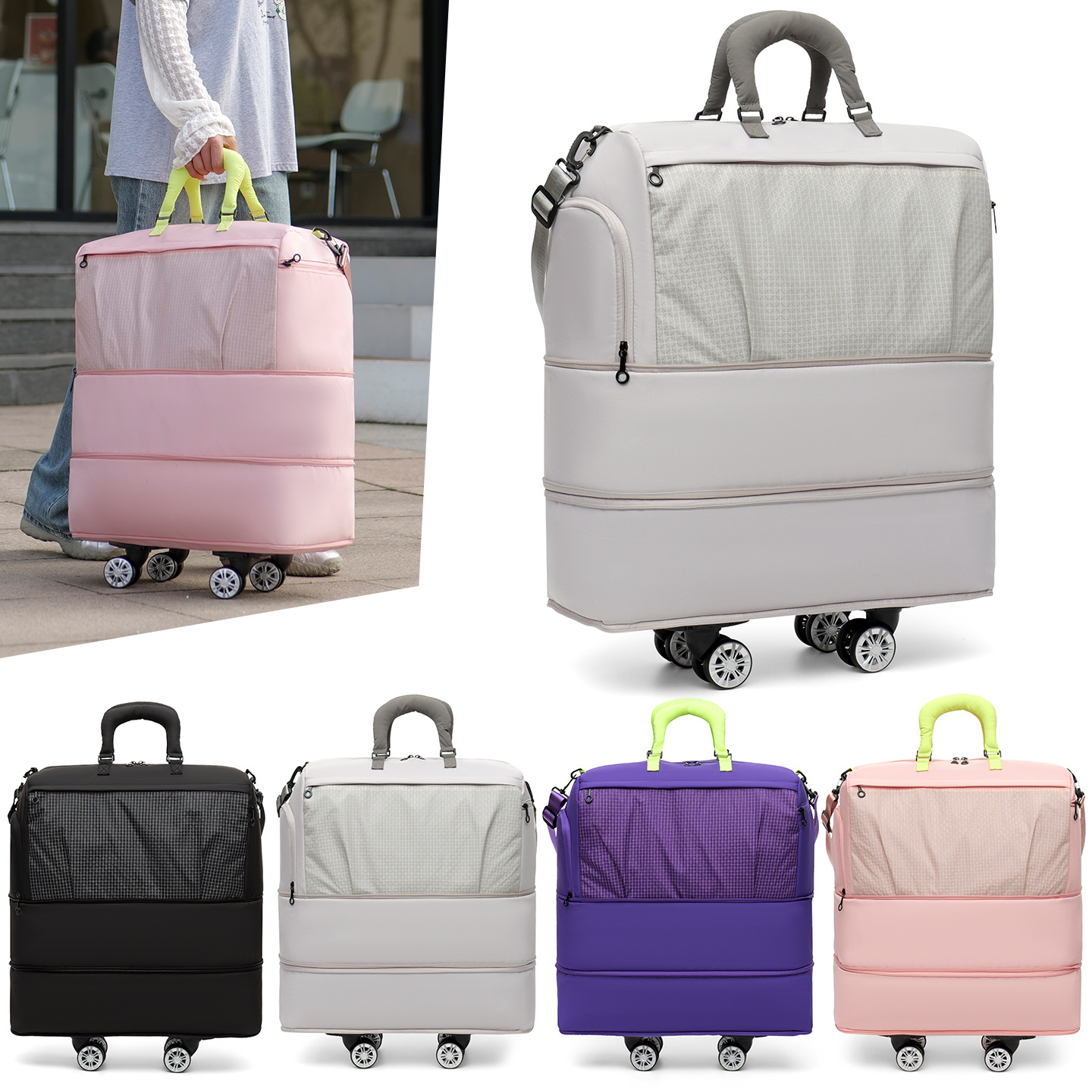 Women'S Kipling Bags - حقيبة سفر كبيرة السعة بعجلات دوارة
