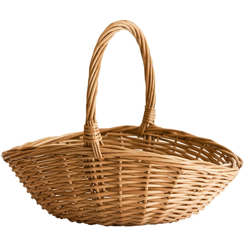 Basket Bag Wicker - سلة تخزين من الخيزران بمقبض، سلة