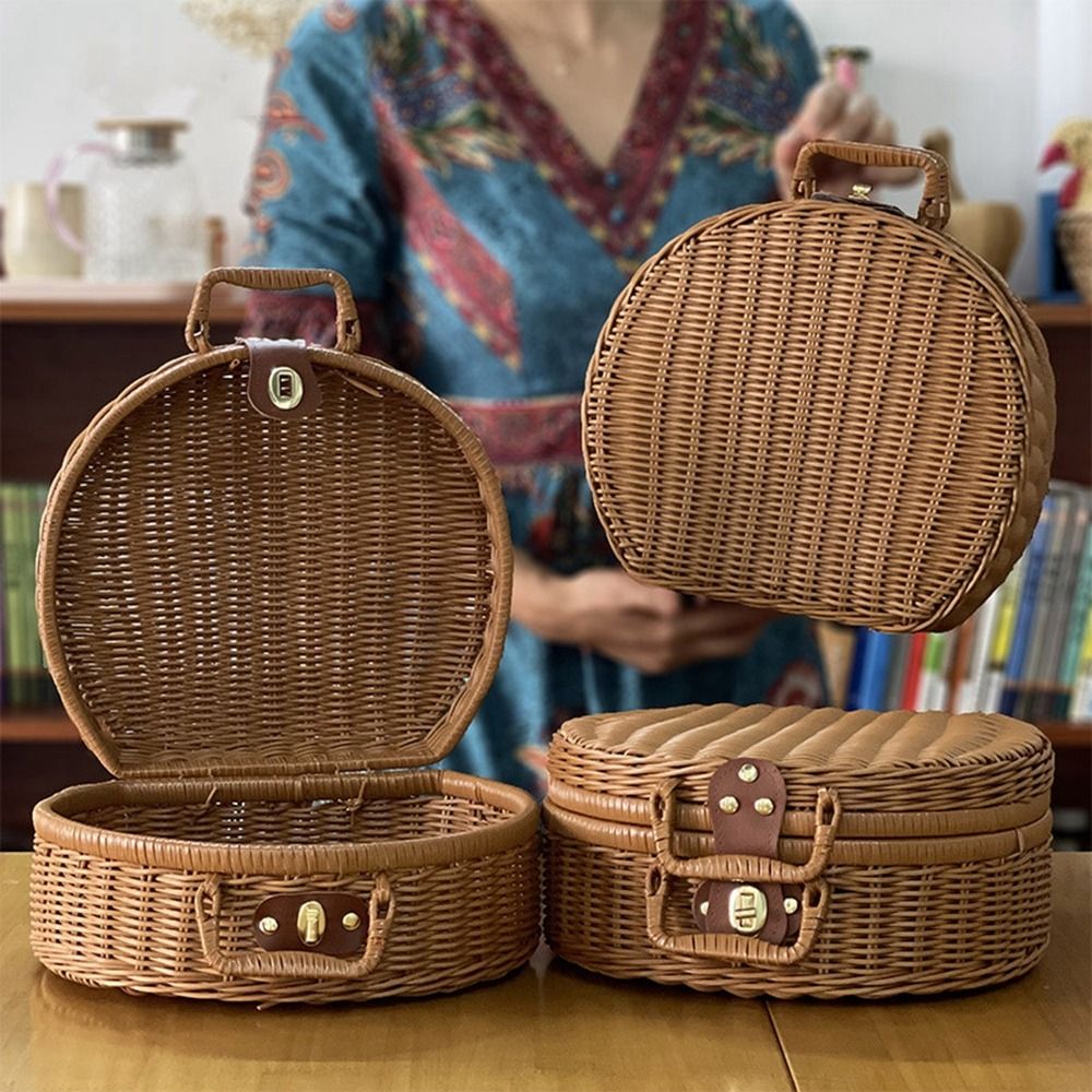 Basket Bag Wicker - حقيبة خوص مستديرة عملية ذات سعة