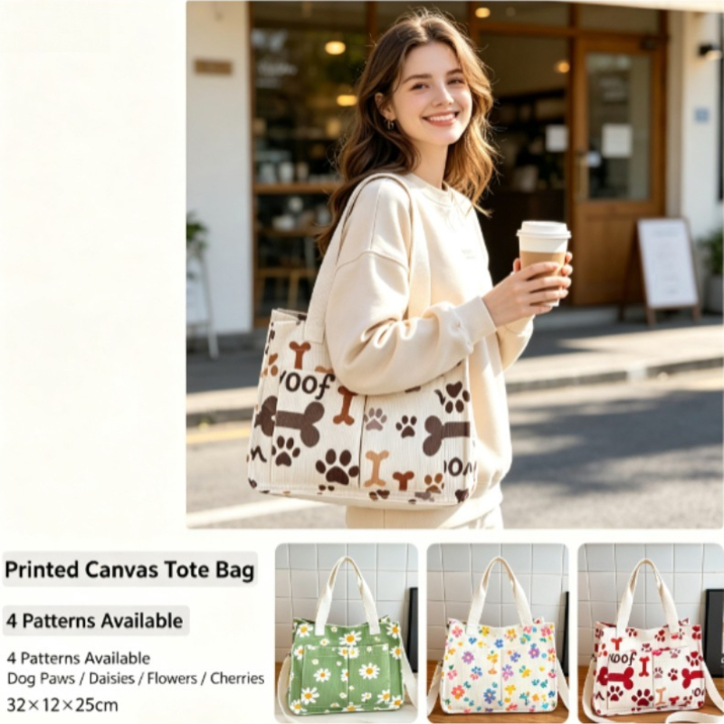 Women Handheld Bags - حقيبة كوردروي عصرية صديقة للبيئة، حقيبة