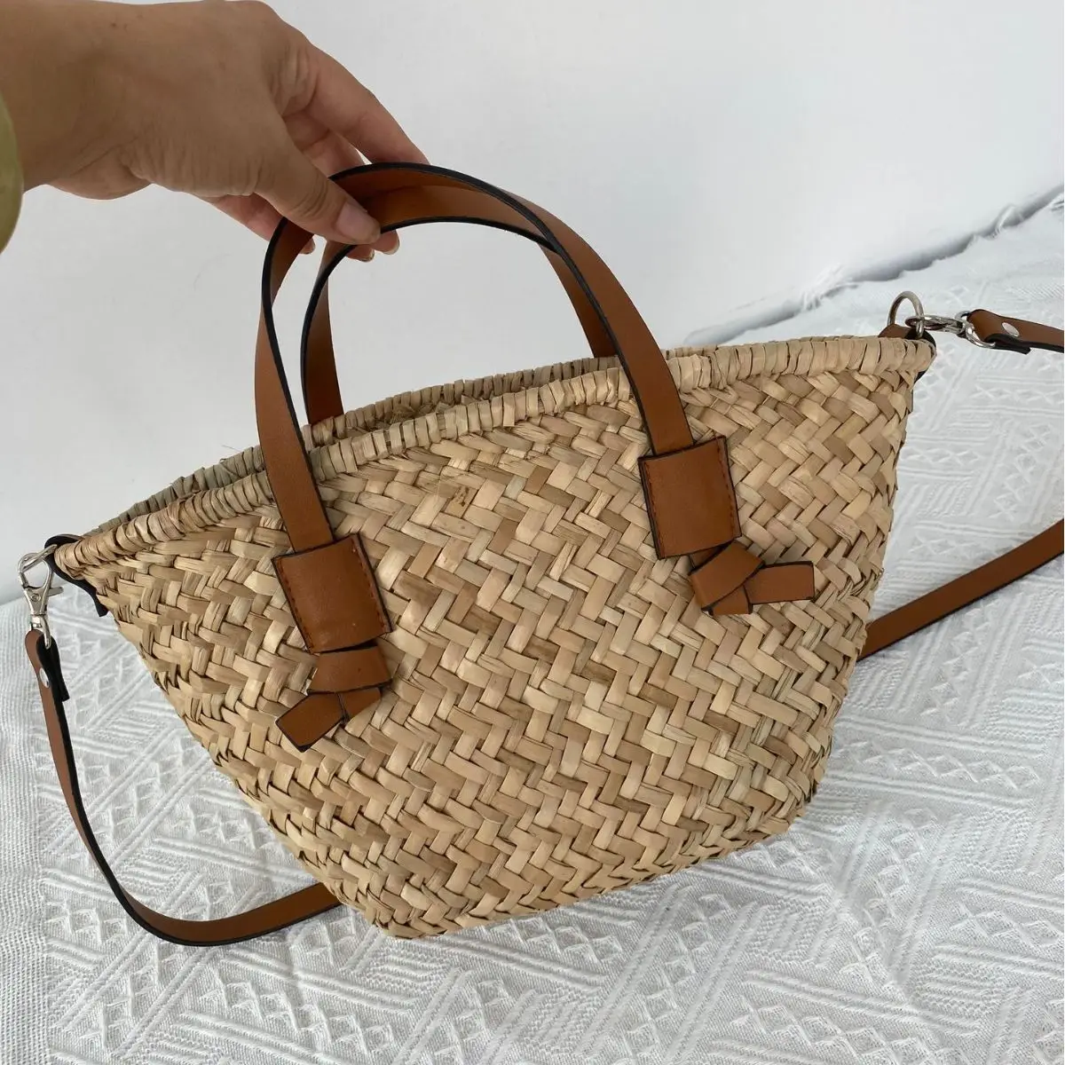 Basket Bag Wicker - البوهيمي القش سلة حقيبة للنساء ،