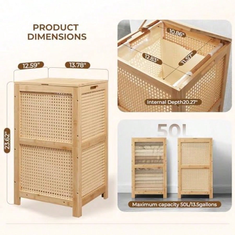 سلة غسيل من الخيزران مع غطاء،  - مراجعة Basket Bag Wicker وسعره