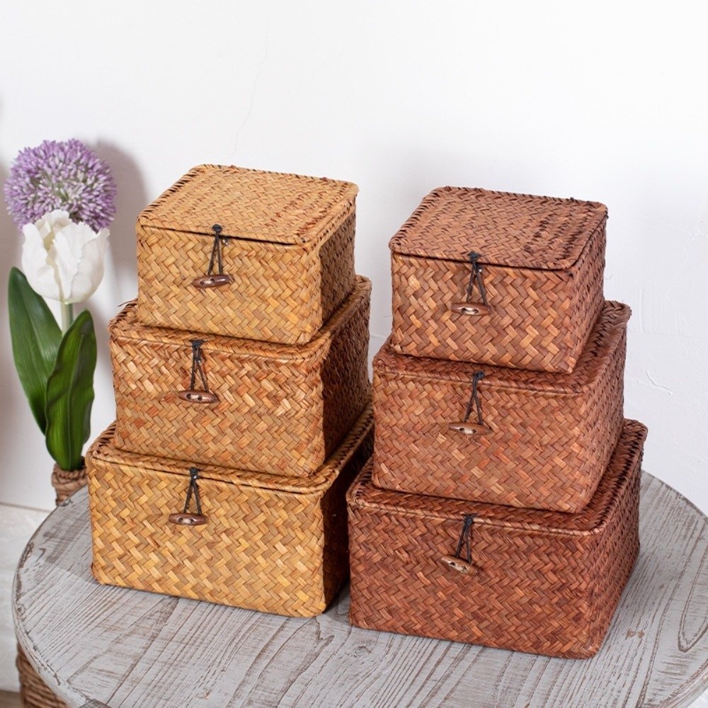 سلال تخزين مستطيلة صديقة للبيئ - مراجعة Basket Bag Wicker وسعره